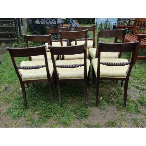 1498 - A matched set of nine Regency mahogany dining chairs (set of 5 and a set of 4) all with rope twist s... 