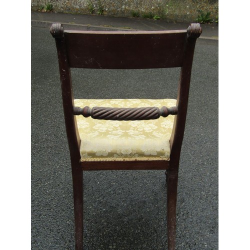 1498 - A matched set of nine Regency mahogany dining chairs (set of 5 and a set of 4) all with rope twist s... 