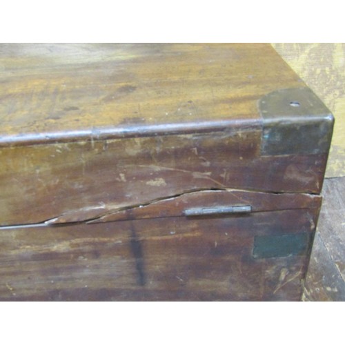 1512 - A large 19th century camphor trunk with flush fitting brass mounts, 105cm long