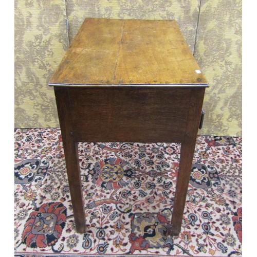 1530 - A George III oak side table incorporating three drawers on square cut supports, 72cm high, 80 x 46cm