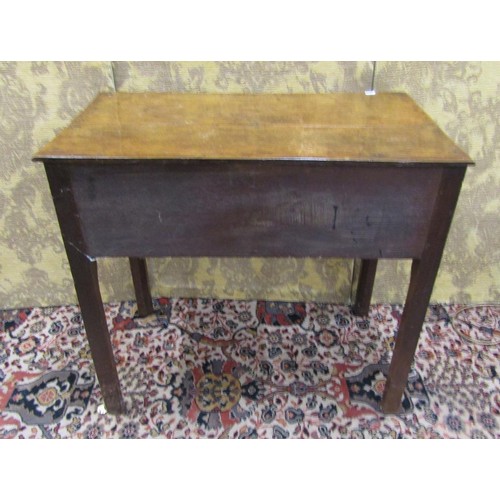 1530 - A George III oak side table incorporating three drawers on square cut supports, 72cm high, 80 x 46cm