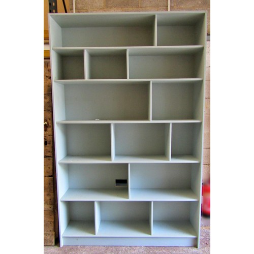 1542 - A large painted freestanding bookcase / bank of shelves, 240cm high, 151 x 32cm.