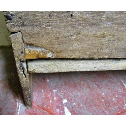 1547 - A large early English oak six plank coffer, with iron hinged cover and lock plate, 76cm high, 157 x ... 