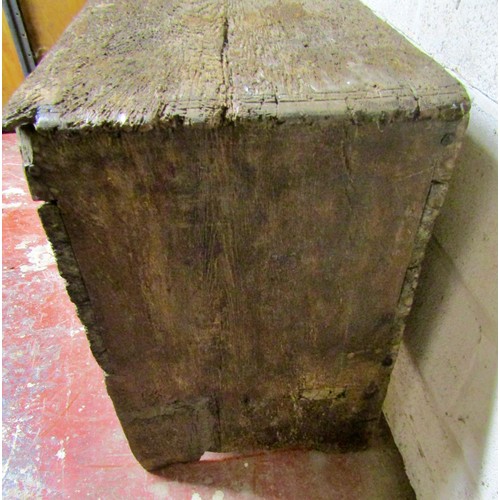 1547 - A large early English oak six plank coffer, with iron hinged cover and lock plate, 76cm high, 157 x ... 