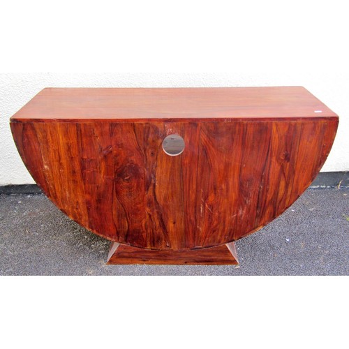 1549A - An Eastern teak / hardwood side table, of demi lune / boat form, fitted with three shaped drawers, 6... 