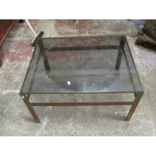 1551A - A 20th century Italian design four tier brass framed whatnot  fitted with smoked glass shelves, 153c... 