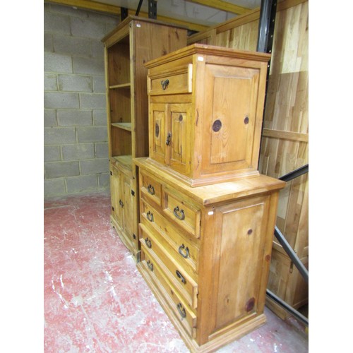 1552A - A contemporary Mexican pine bedroom chest of three long and two short drawers, 91cm high x 91cm wide... 