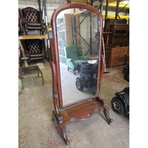 1559A - A large Victorian mahogany cheval mirror, 166cm high.