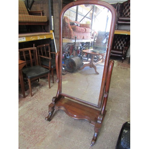 1559A - A large Victorian mahogany cheval mirror, 166cm high.