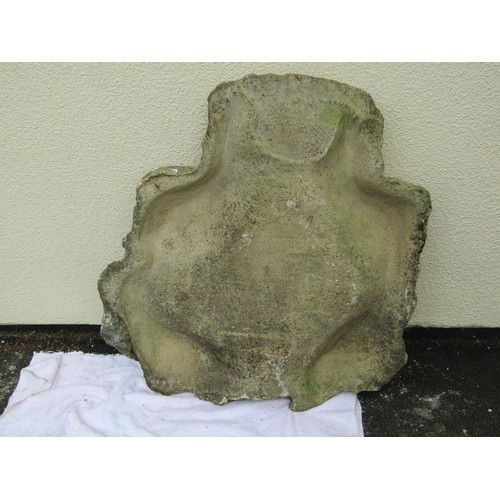 1560 - A cast to simulate rough hewn weathered stone water feature 86 cm x 80 cm approximately