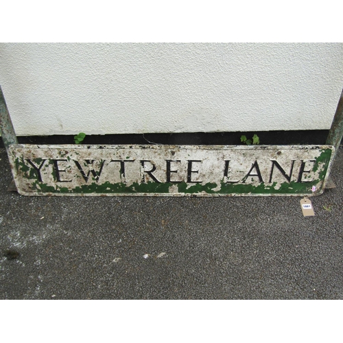 1562A - A vintage painted and weathered cast alloy street / road sign of rectangular form, with raised lette... 