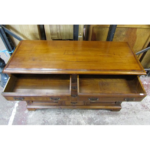 1564A - A good quality contemporary Georgian style cherry wood dresser base of neat proportions with crossba... 