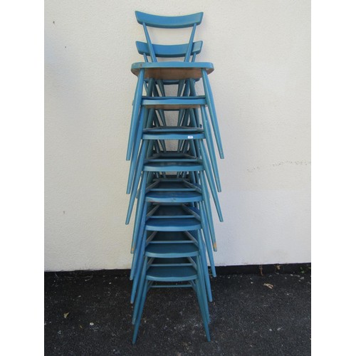 1569 - A set of seven over-painted kitchen chairs in the Ercol style