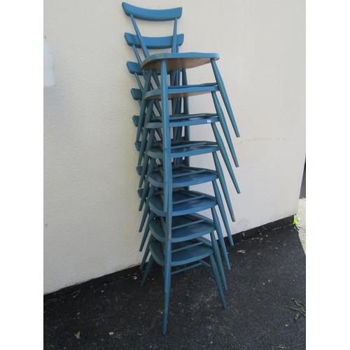 1569 - A set of seven over-painted kitchen chairs in the Ercol style