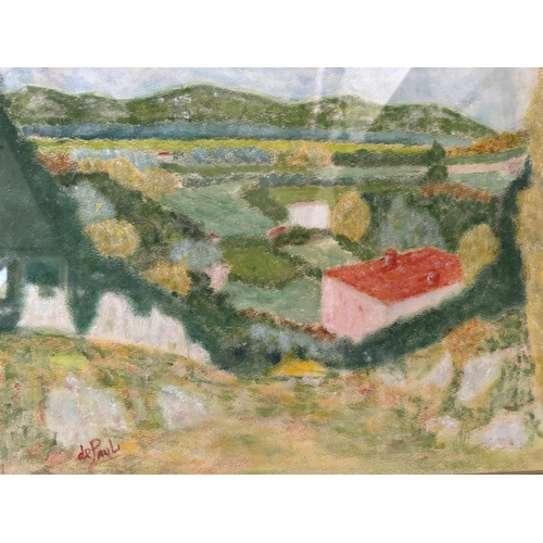 1623 - Jean de Paul (1925-2011) - Provencal view from the hilltop, signed lower left, mixed media on paper,... 