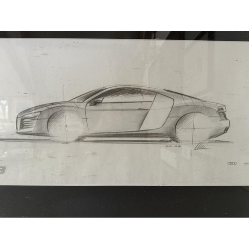 1702 - After Walter de Silva - Audi R8 Gen 1 Sketch, limited edition print, signed in print and numbered 29... 