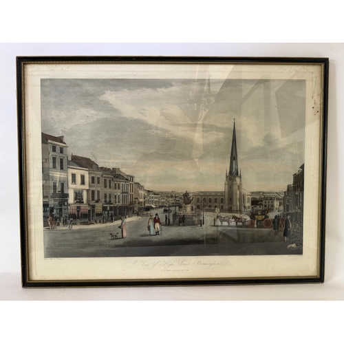 1710 - J.C. Stadler after T. Hollins - 'A View of High Street, Birmingham', hand-coloured aquatint on paper... 