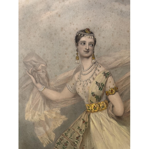 1718 - R.J. Lane after A.E. Chalon - 'La Bayadere - Portrait of Mademoiselle Taglioni', 19th century hand-c... 