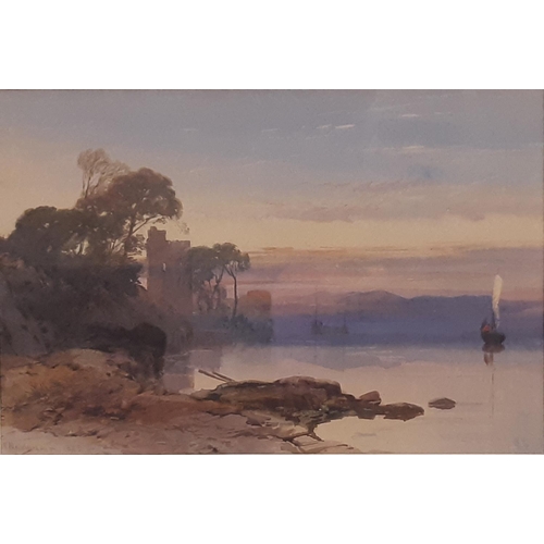 1729 - Thomas Miles II Richardson (1813-1890) - Coastal sunset scene (1855), signed and dated below, waterc... 