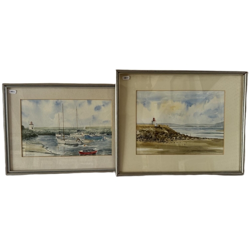 1736 - David Evans (Welsh, 20th-21st Century) - Two coastal views, watercolour on paper, both signed, large... 