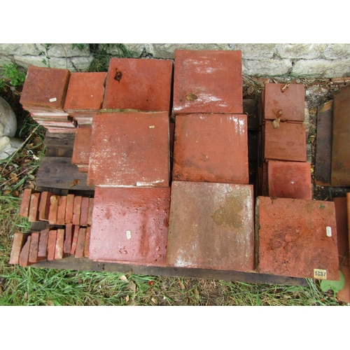 1037 - Architectural salvage - a quantity of floor tiles (3 sizes), the largest examples 23 cm square