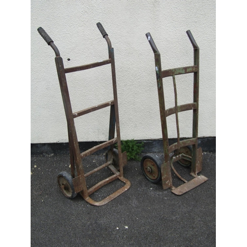 1093 - Two vintage sack trucks with hard rubber tyres