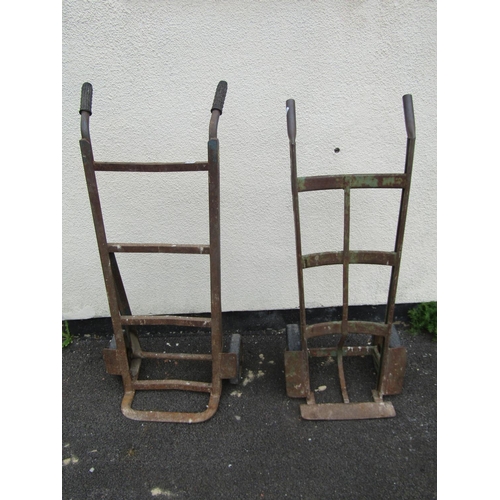 1093 - Two vintage sack trucks with hard rubber tyres