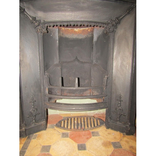 1132 - A Victorian cast iron fire insert, with moulded borders, 97 x 81cm.