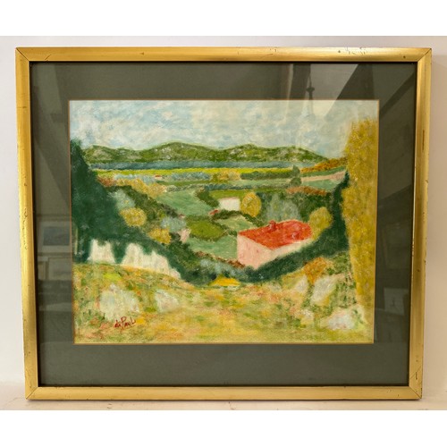 1623 - Jean de Paul (1925-2011) - Provencal view from the hilltop, signed lower left, mixed media on paper,... 