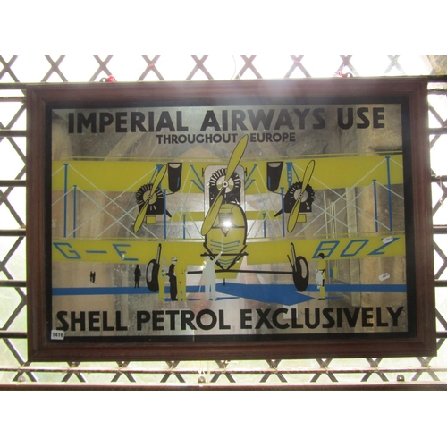 1416 - A decorative adverting mirror, ‘Imperial Airways - Throughout Europe - Shell Petrol Exclusively’, oa... 