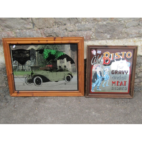 1418 - Two vintage advertising wall mirrors, ‘Ah Bisto, For Gravy & Meat Dishes’, 48 x 44cm, together with ... 