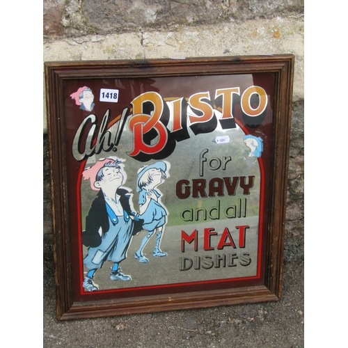 1418 - Two vintage advertising wall mirrors, ‘Ah Bisto, For Gravy & Meat Dishes’, 48 x 44cm, together with ... 