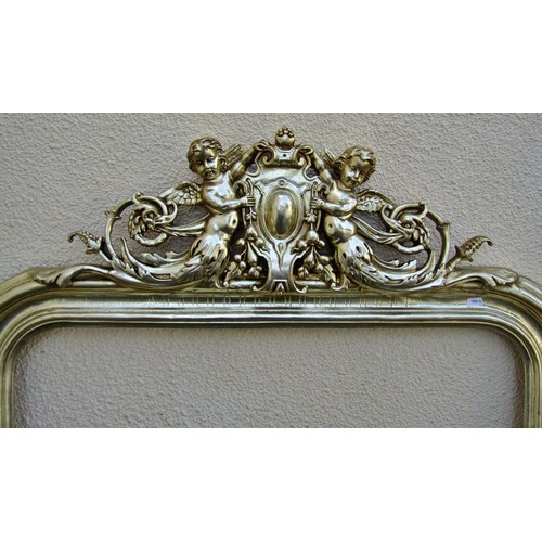 1589 - A large reproduction gilt overmantel mirror frame, 170 x 102cm, together with a further large reprod... 