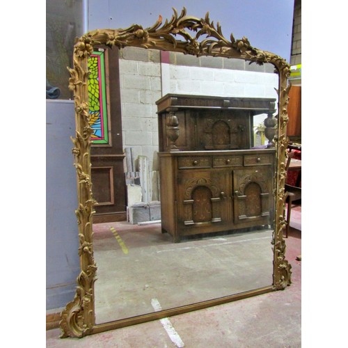 1591 - A large 19th century gilt framed wall mirror with moulded detail in the Chippendale style, 175 x 130... 