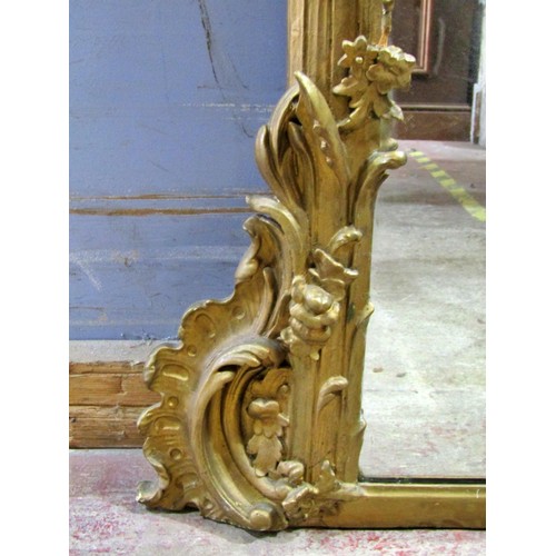 1591 - A large 19th century gilt framed wall mirror with moulded detail in the Chippendale style, 175 x 130... 