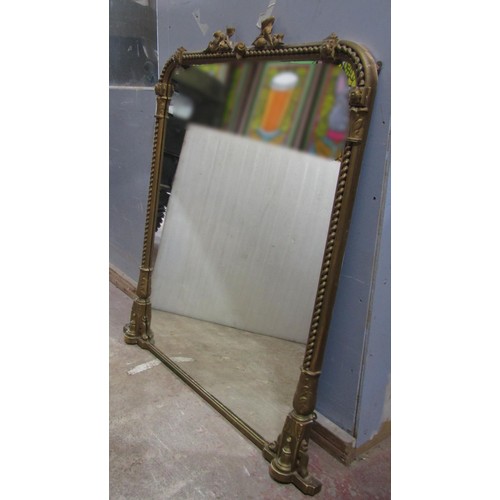 1592 - A large Victorian overmantle wall mirror with twisted border and moulded acanthus mounts, 150 x 138 ... 