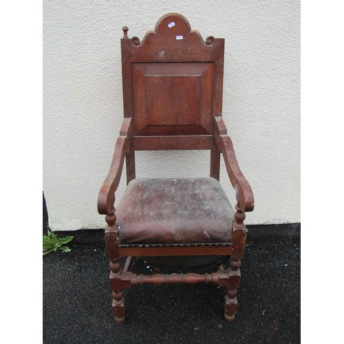 1596 - An old oak Wainscot chair (AF)