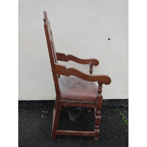 1596 - An old oak Wainscot chair (AF)