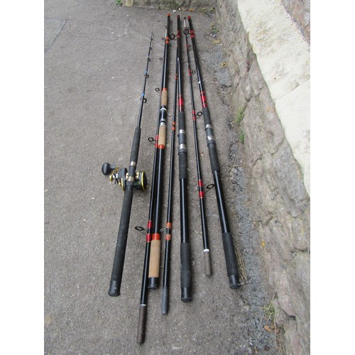 1405 - A mixed group of sea fishing rods to include an ‘Icon M30’ reel