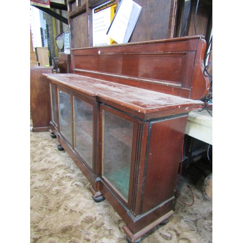 1348 - A large freestanding Victorian enclosed mahogany breakfront bookcase, with gallery back over glazed ... 