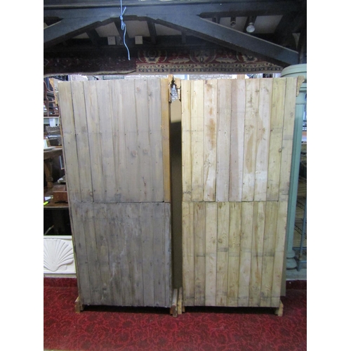 1152 - A matched pair of free-standing rustic pale pine bookcases, each 191cm high, 91 x 26cm