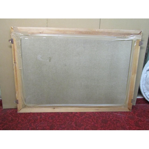 1427 - A large pine framed wall mirror, 98 x 138cm.