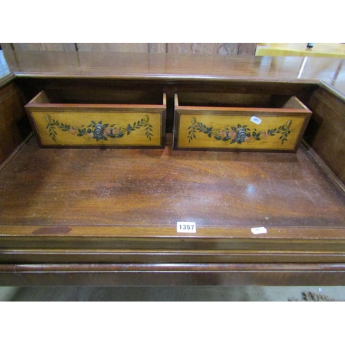 1239 - A mahogany and satinwood dressing table (converted from a square piano) with painted drawer fronts i... 