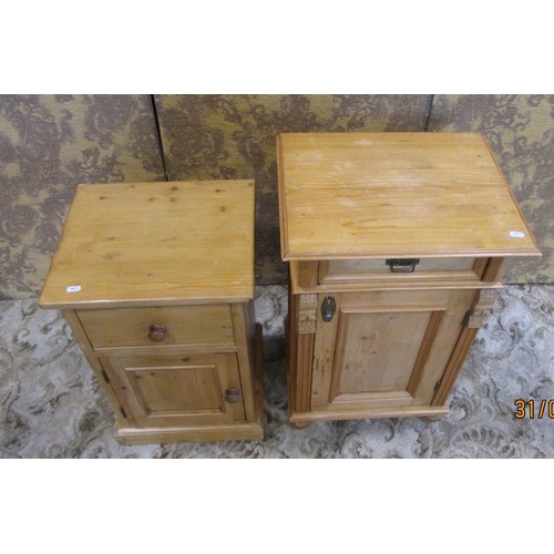 1240 - Two (differing) pale pine bedside cupboards (2)