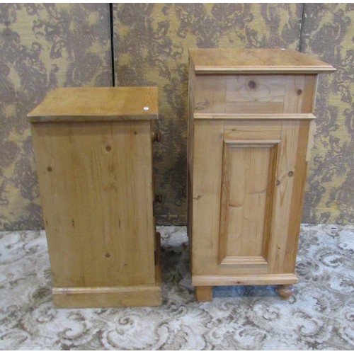 1240 - Two (differing) pale pine bedside cupboards (2)