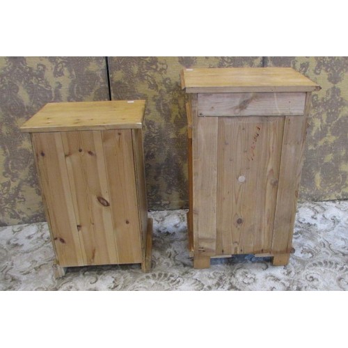 1240 - Two (differing) pale pine bedside cupboards (2)