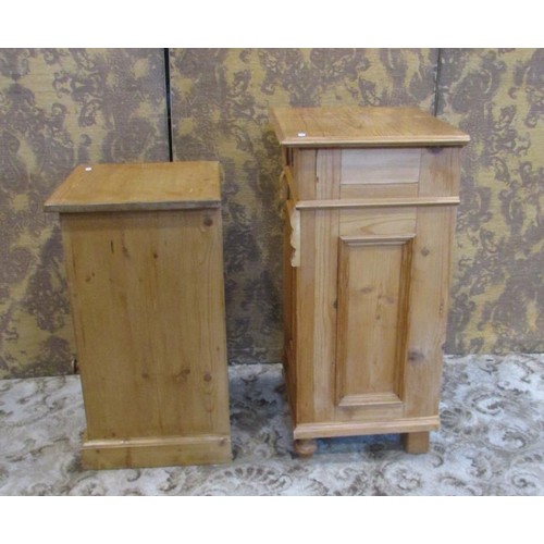 1240 - Two (differing) pale pine bedside cupboards (2)