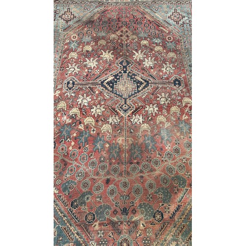 1746 - Six old worn and torn Middle Eastern carpets of varying designs sizes and condition all as found