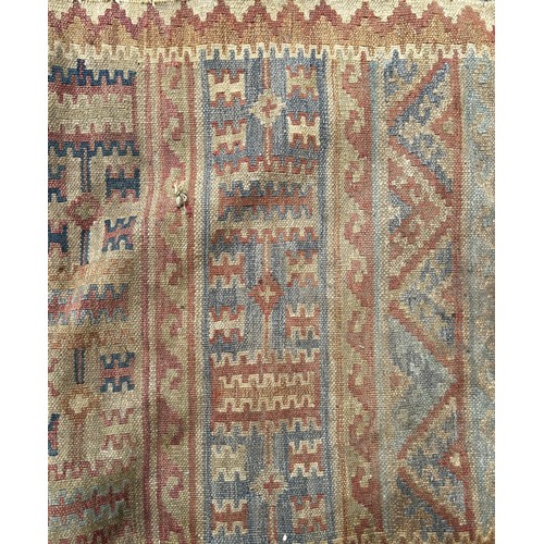 1746 - Six old worn and torn Middle Eastern carpets of varying designs sizes and condition all as found