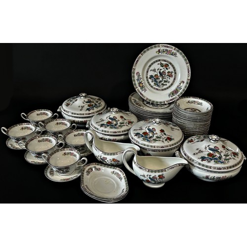 158 - A large collection of Wedgewood Kutani Crane dinner and tea wares to include lidded tureens, meat pl... 